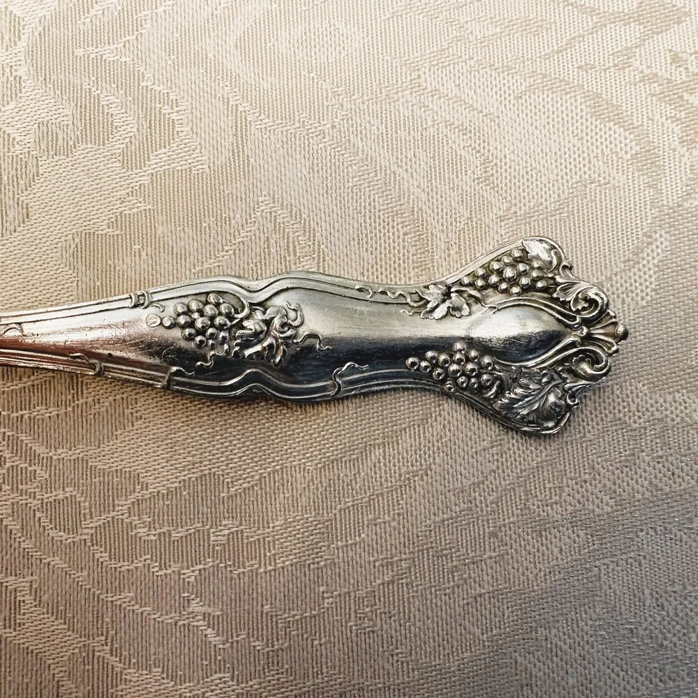 1847 Rogers Bros Vintage 1904 Silverplate 1 Gumbo & 3 Fruit Spoons Grape Motif
